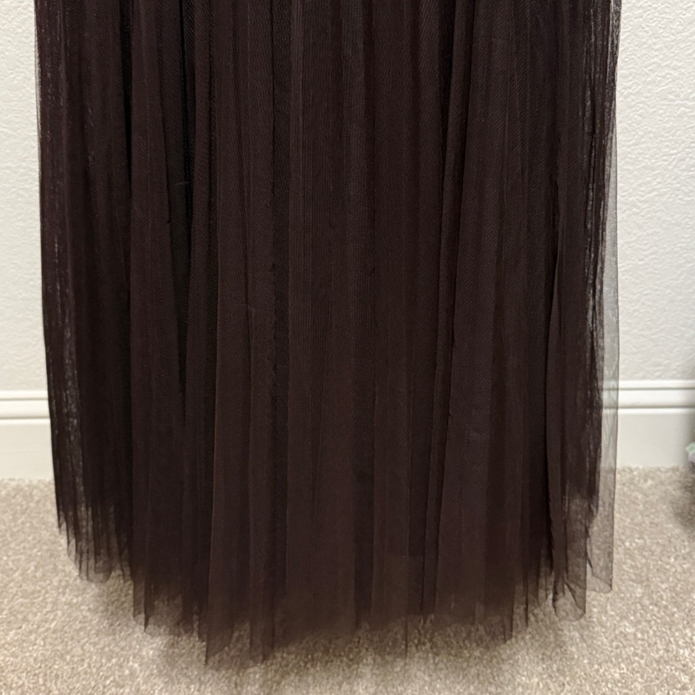 Hutch Amara Chocolate Brown Pleated Midi Dress - Picture 6 of 11